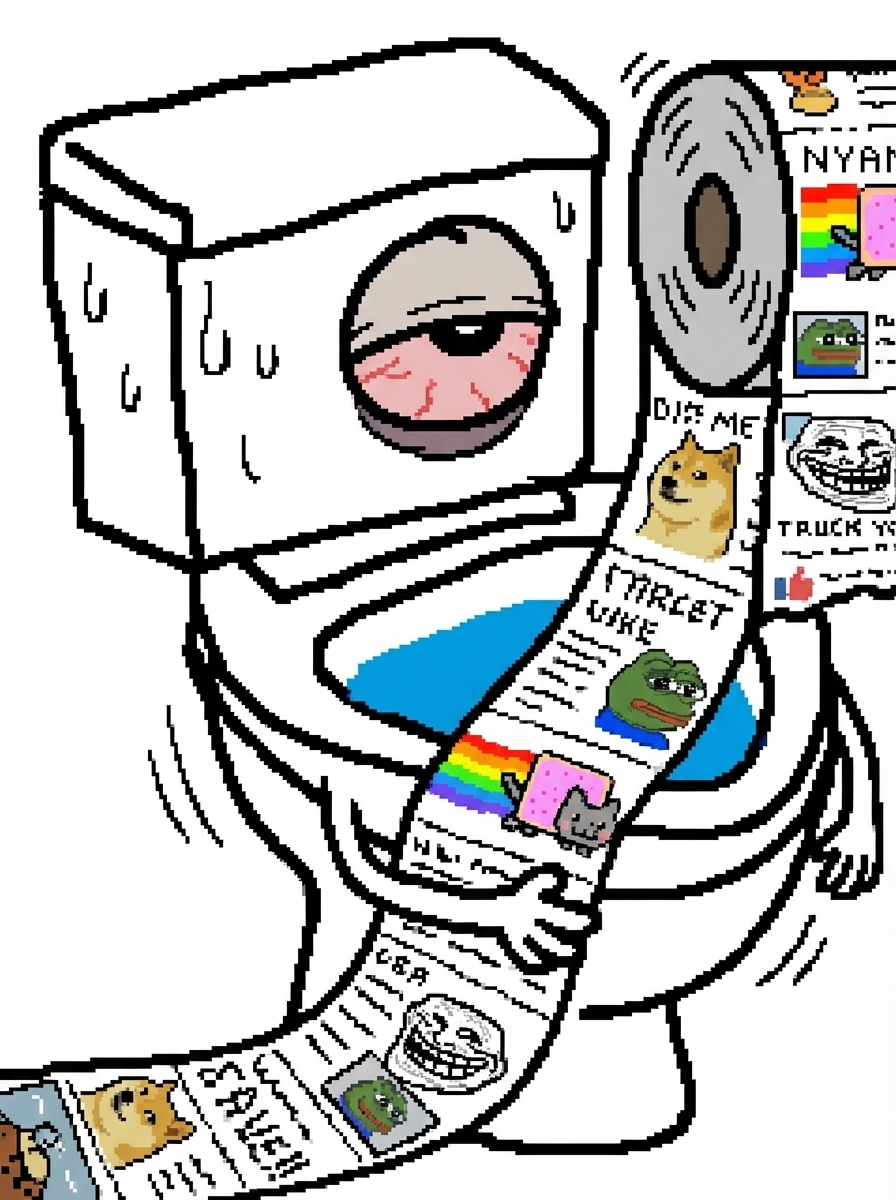 Flushy with meme papers