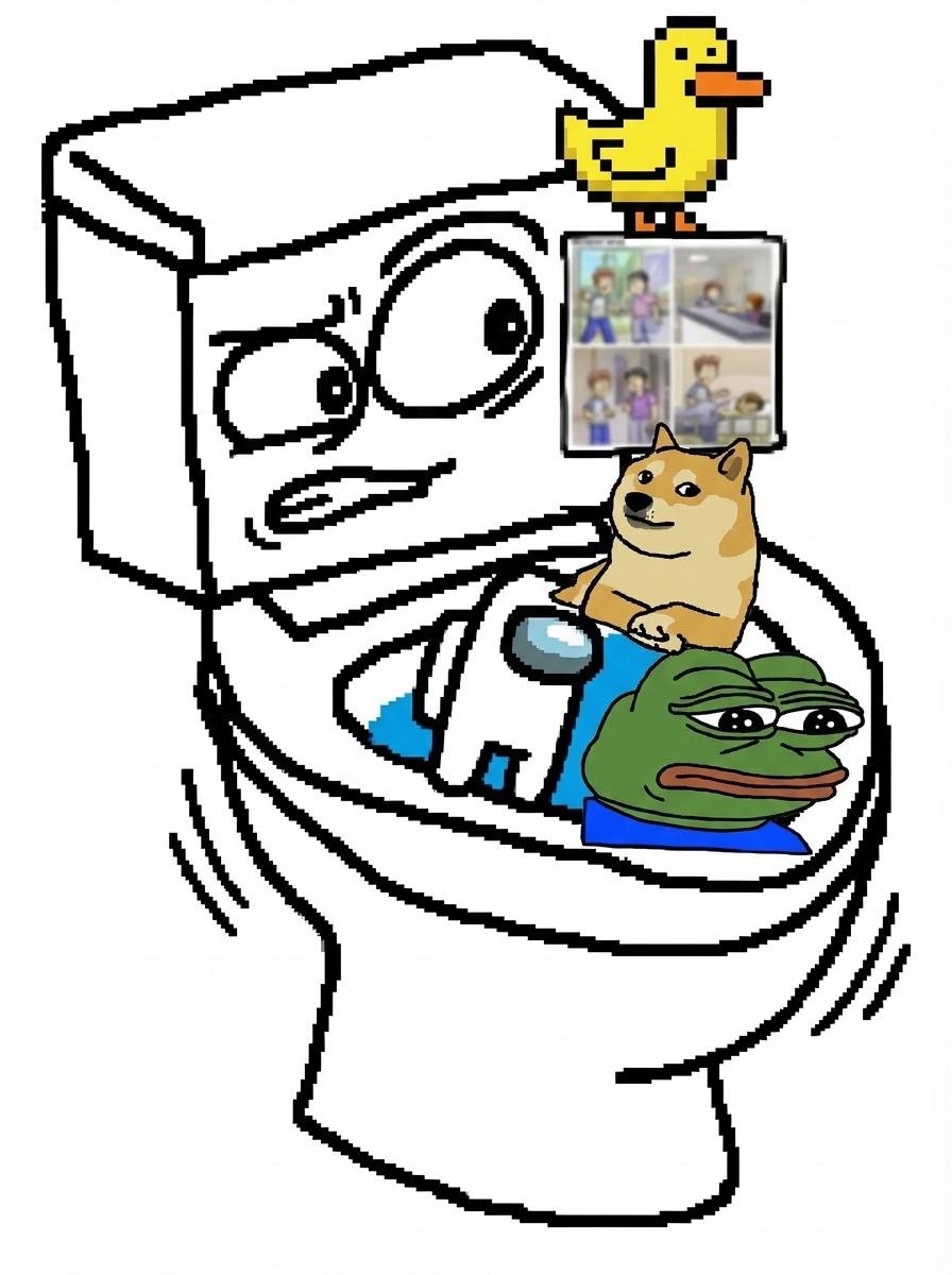 Flushy with meme friends